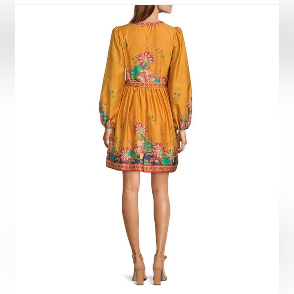 NWT ANTONIO MELANI Emma Floral Tropical Printed Voile Surplice V-Neck Dress - Picture 3 of 8